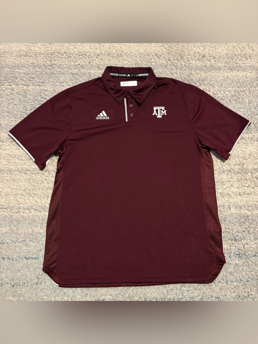 Adidas Texas A&M Aggies Golf Polo Shirt Maroon Mens Large Climacool Sideline